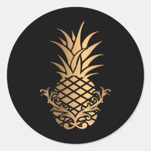 Pineapple Gold Aloha Beaches T Shirt Hawaiian Hawa Classic Round Sticker