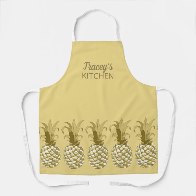 Pineapple Gold Row on Your Colour  ID239 Apron (Front)