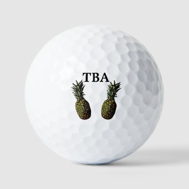 Pineapple Golf Balls - Optional Personalisation (Front)