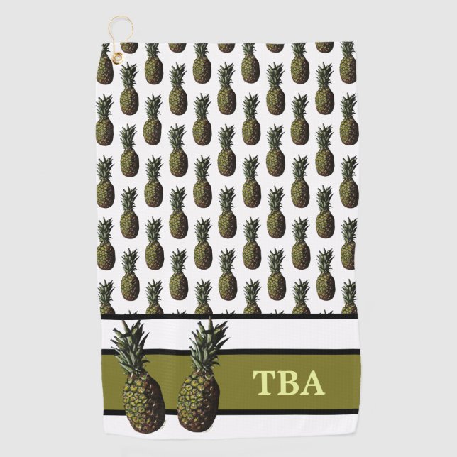 Pineapple Golf Towel - Personalised Monogram (Front)
