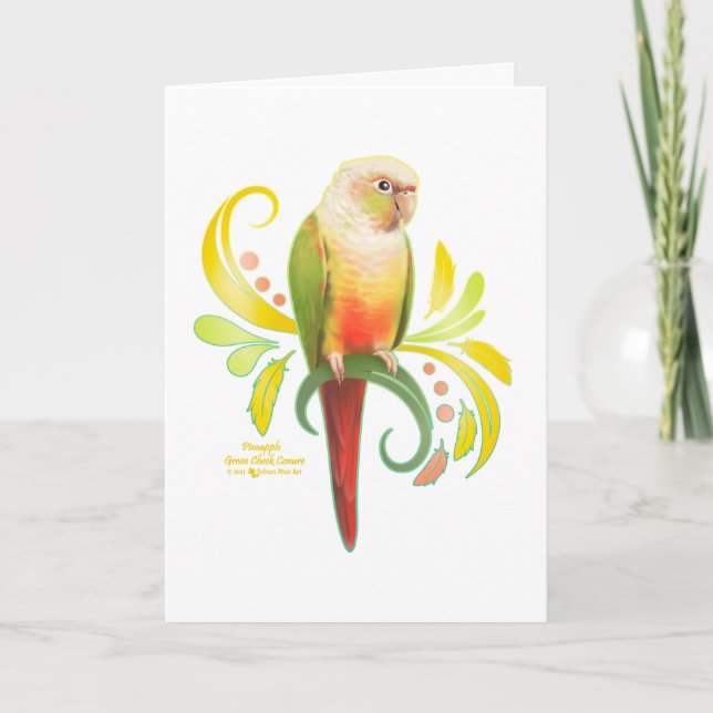 Pineapple Green Cheek Conure Card (Front)