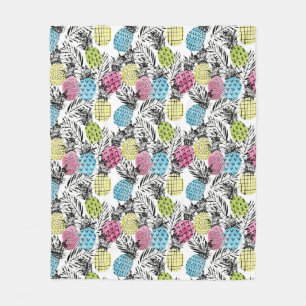 Pineapple Grunge Palms Fleece Blanket
