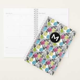 Pineapple Grunge Palms Monogram Planner