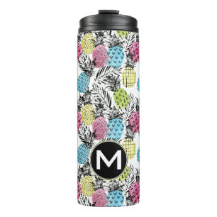 Pineapple Grunge Palms   Monogram Thermal Tumbler