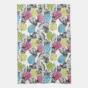 Pineapple Grunge Palms Tea Towel