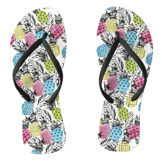 Pineapple Grunge Palms Thongs (Footbed)