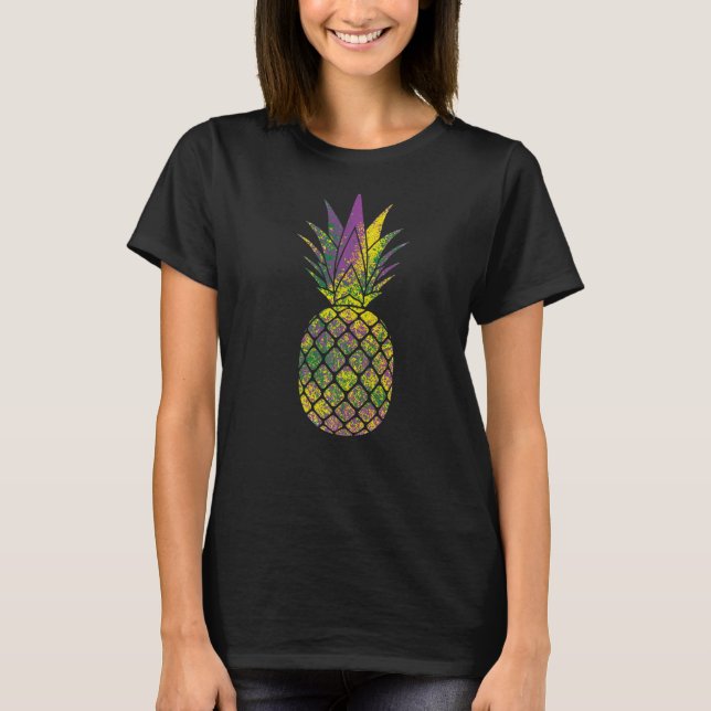 Pineapple Hawaii Mardi Grass Canival New Orleans P T-Shirt (Front)
