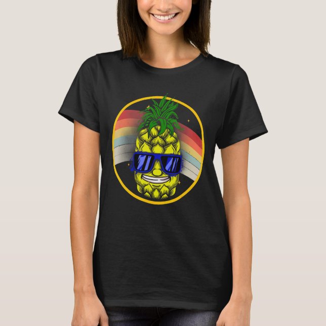 Pineapple Hawaiian Aloha Tropical Honolulu Women M T-Shirt (Front)