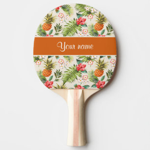 Pineapple Hibiscus and Palm Fronds Ping Pong Paddle