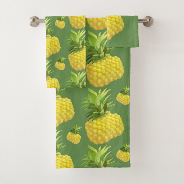 Pineapple Illustration Bath Towel Set (Insitu)