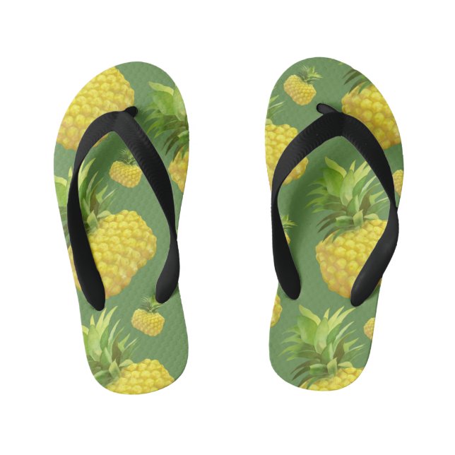 Pineapple Illustration Kid's Thongs (Footbed)