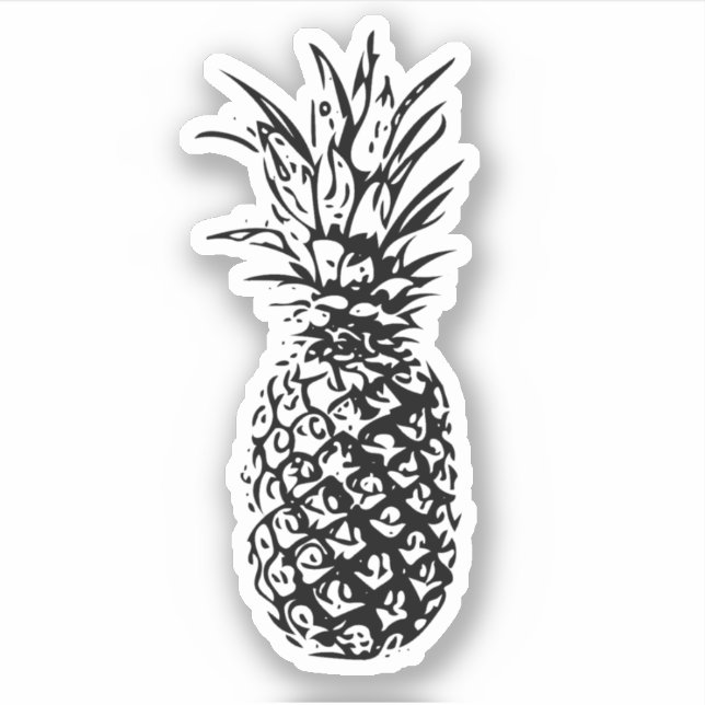 pineapple in black and white clear or white decal (Front)