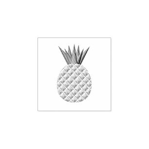 Pineapple In Black And White Rubber Stamp