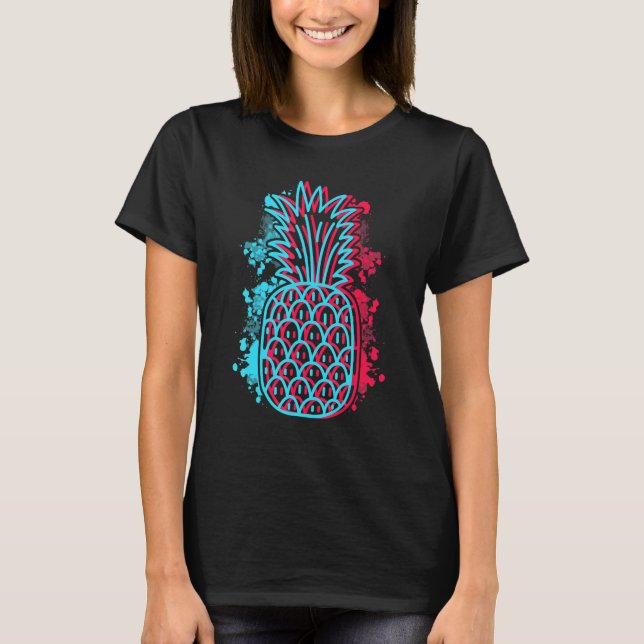 Pineapple In Techno Colour Festival Synthesizer Mo T-Shirt (Front)