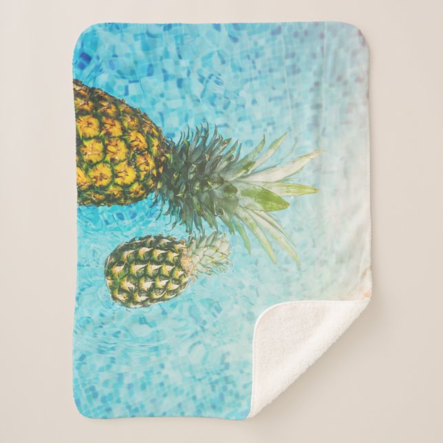 Pineapple in the pool summer time sherpa blanket (Front)