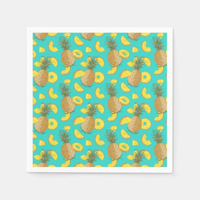 Pineapple In Turquoise Colour Napkin (Front)