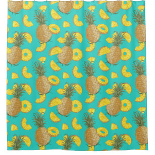 Pineapple In Turquoise Colour Shower Curtain