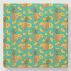 Pineapple In Turquoise Colour Stone Coaster