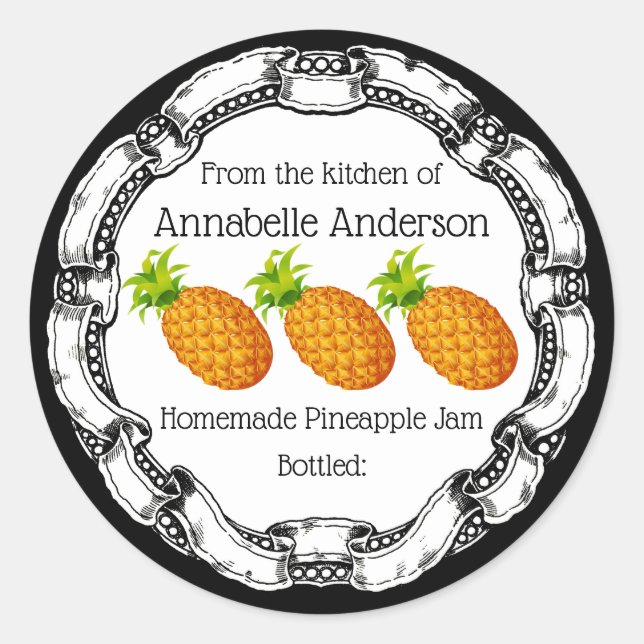 Pineapple Jam Label Personalise (Front)
