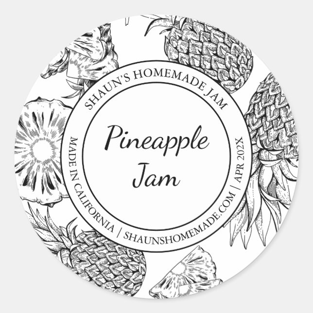 Pineapple Jam Sketch Modern label (Front)