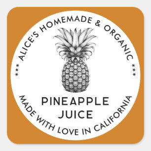 Pineapple juice label in black and white