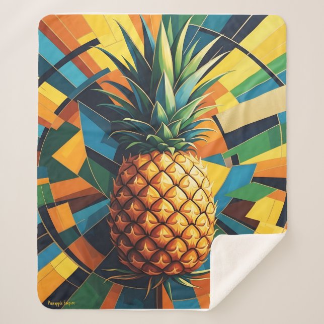 Pineapple Kaleidoscope - Pineapple Empire Design  Sherpa Blanket (Front)