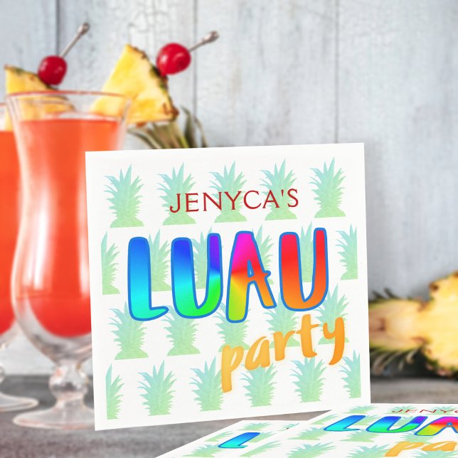 Pineapple Kitschy Luau Party Napkins (Luau Party? Here are your kitschy paper napkins. Just add your name! )