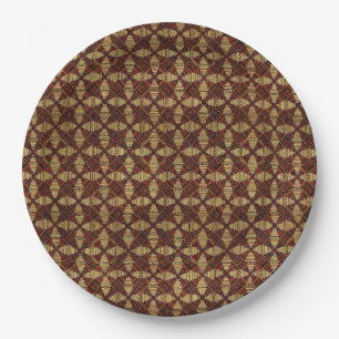 Pineapple Log Cabin Patchwork Design Paper Plate