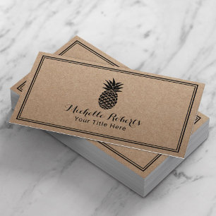 Pineapple Logo Minimalist Rustic Kraft Business Card