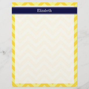 Pineapple Lt Yellow LG Chevron Navy Name Monogram