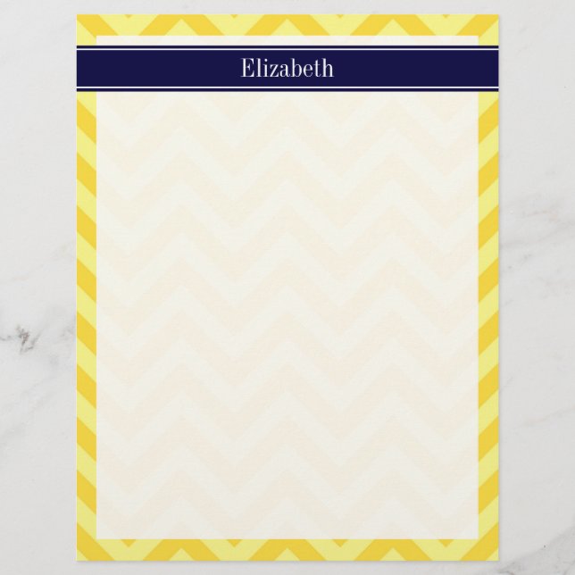 Pineapple Lt Yellow LG Chevron Navy Name Monogram (Front)