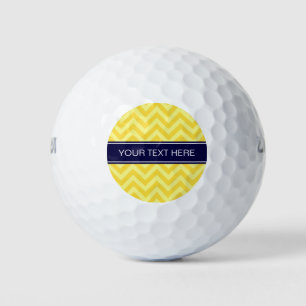 Pineapple Lt Yellow LG Chevron Navy Name Monogram Golf Balls