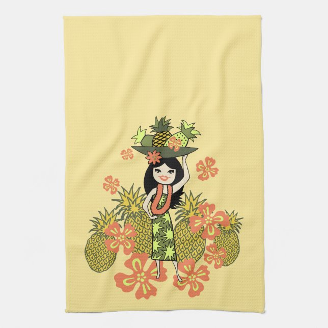 Pineapple Luau Hawaiian Kitchen Towel (Vertical)
