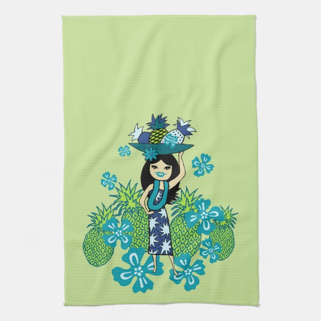 Pineapple Luau Hawaiian Kitchen Towel (Vertical)