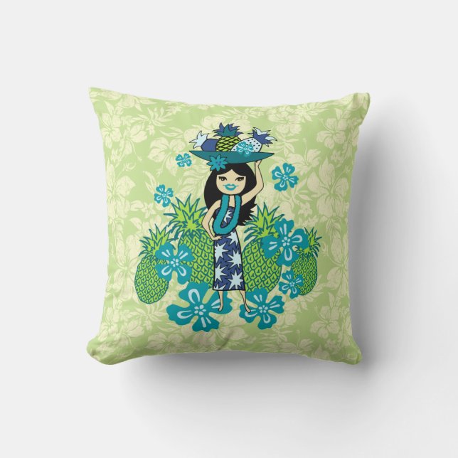 Pineapple Luau Hawaiian Square Pillows (Front)