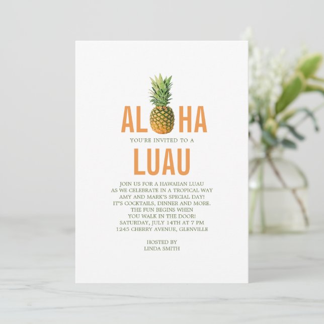 Pineapple Luau Party Invitation (Standing Front)