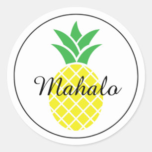 Pineapple Mahalo Hawaiian Thank You Sticker