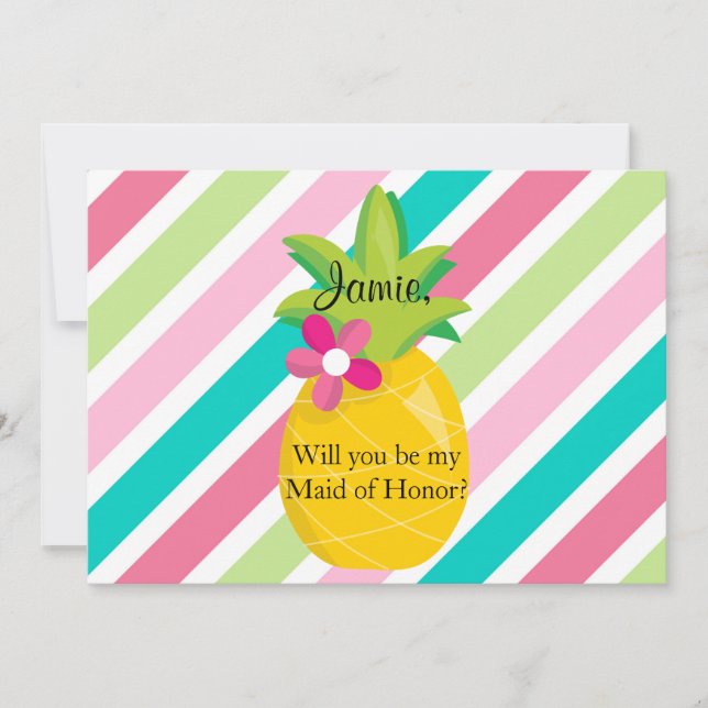 Pineapple Maid of Honour Proposal Invitation (Front)