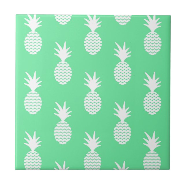 Pineapple Mint Pattern Ceramic Tile (Front)