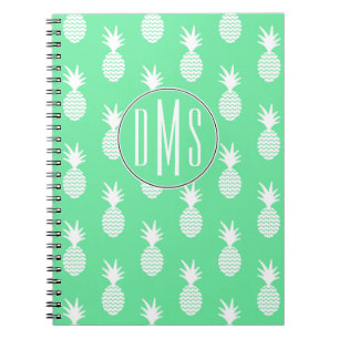 Pineapple Mint Pattern   Monogram Notebook