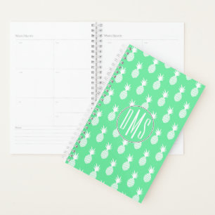 Pineapple Mint Pattern   Monogram Planner