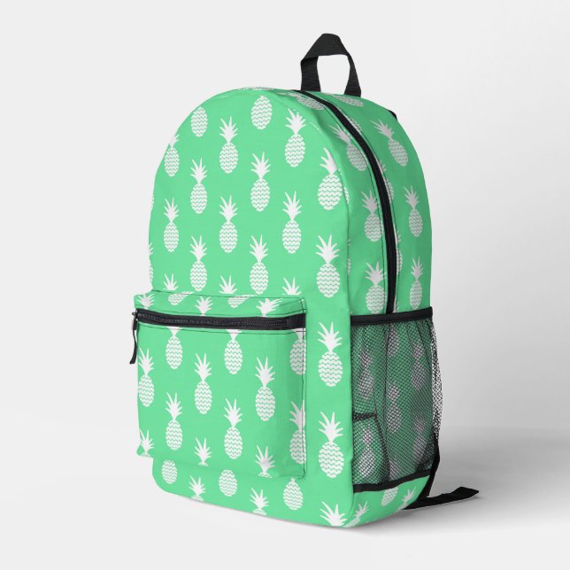Pineapple Mint Pattern Printed Backpack (Back Corner Right)
