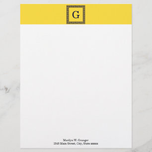 Pineapple, Navy Blue Greek Key #1 Framed Monogram Customised Letterhead