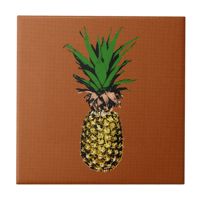 Pineapple Newsprint Ceramic Tile (Front)