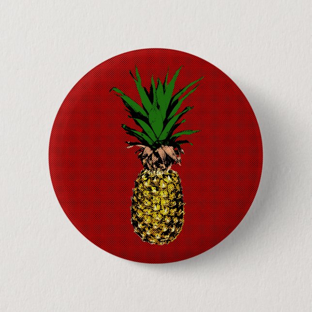 Pineapple Newsprint Image 6 Cm Round Badge (Front)