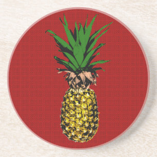 Pineapple Newsprint Image Coaster