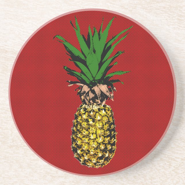 Pineapple Newsprint Image Coaster (Front)
