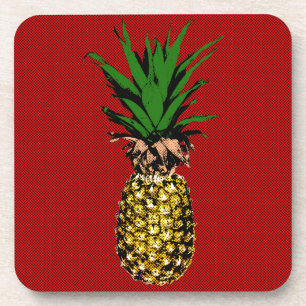 Pineapple Newsprint Image Coaster