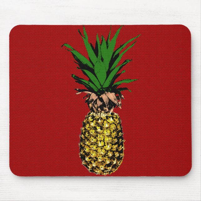 Pineapple Newsprint Image Mouse Pad (Front)