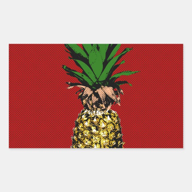Pineapple Newsprint Image Rectangular Sticker (Front)